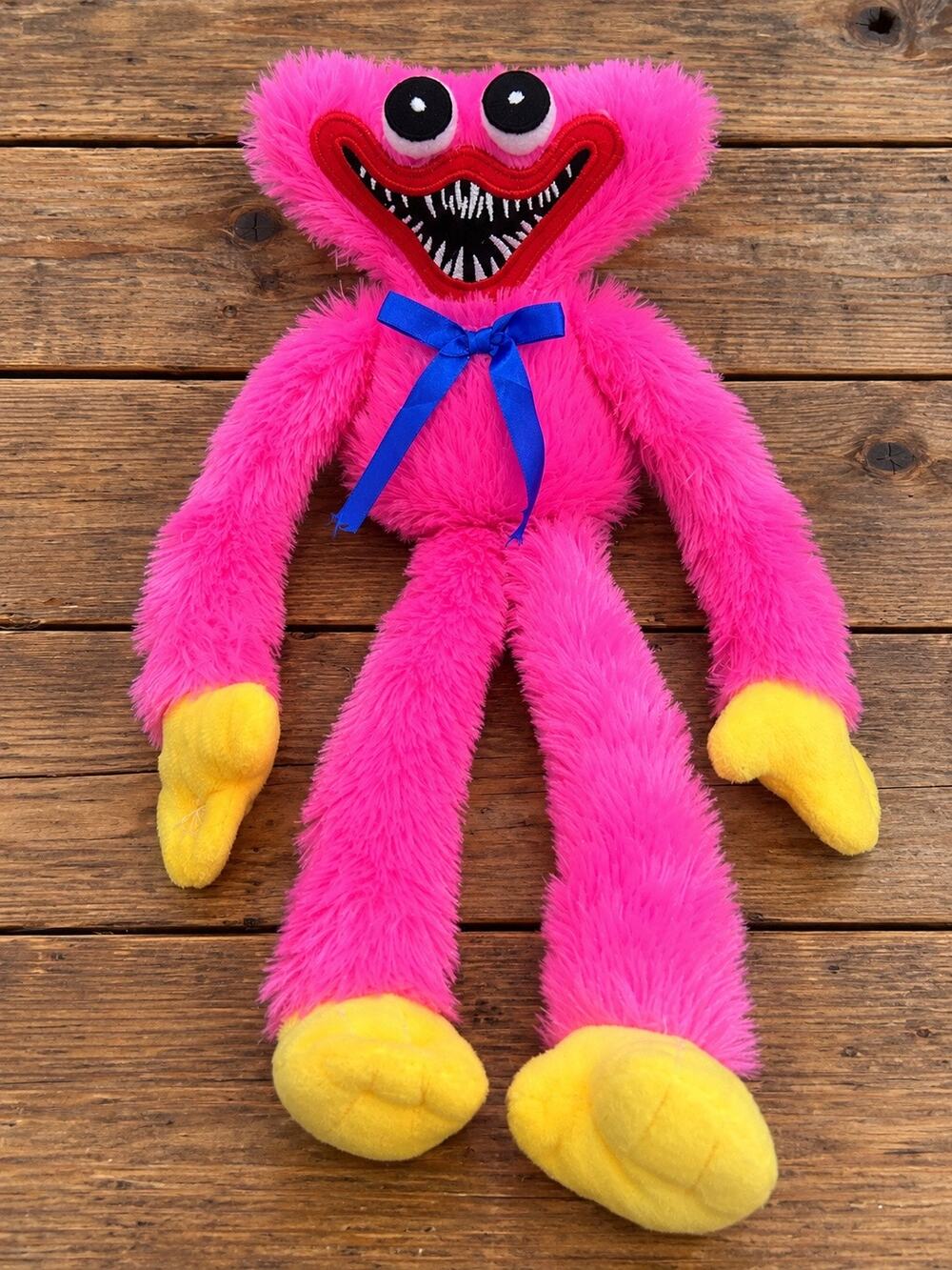 Kissy Missy Pink Monster Plush Toy Blue Bow Yellow Hands Feet – No Tag